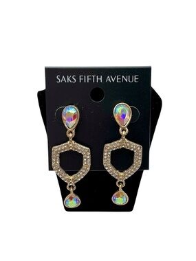 Saks Fifth Avenue Gold Plated, Aurora, & Clear Teardrop, Jewelry Earrings